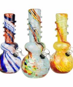 Shop Frenetic Frit 10.25" Soft Glass Water Pipe | Spiral Stripe Design in australian