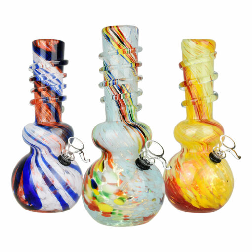 Shop Frenetic Frit 10.25" Soft Glass Water Pipe | Spiral Stripe Design in australian