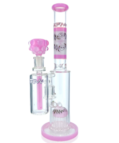 Shop 14" AFM Glass Reversal Arm Pink Glass Straight Tube Bong Bundle in australian