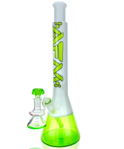 Shop 18" AFM Glass Lime Quasar Glass Beaker Bong Bundle in australian