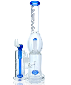 Shop 16" AFM Glass Circle Shower-head Ink Blue Glass Beaker Bong Bundle in australian