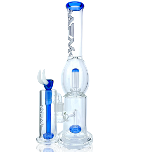 Shop 16" AFM Glass Circle Shower-head Ink Blue Glass Beaker Bong Bundle in australian