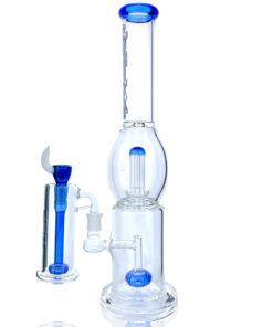 Shop 16" AFM Glass Circle Shower-head Ink Blue Glass Beaker Bong Bundle in australian