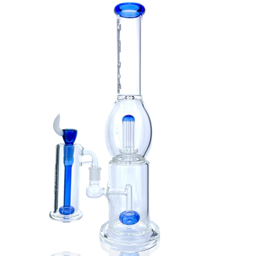 Shop 16" AFM Glass Circle Shower-head Ink Blue Glass Beaker Bong Bundle in australian