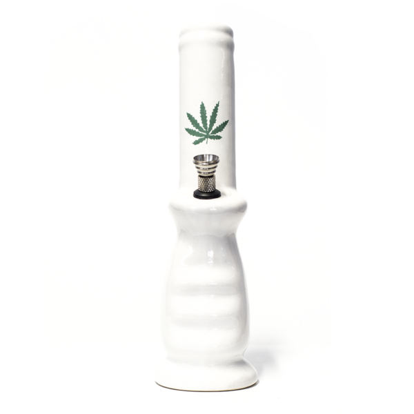 Shop Gripper Ceramic Bong - White (Green Leaf) in australian