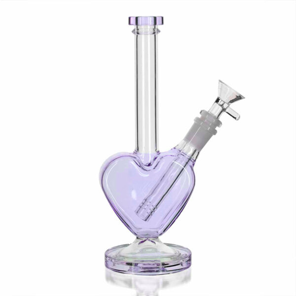 Shop Love heart 23cm Glass Bong - Purple in australian