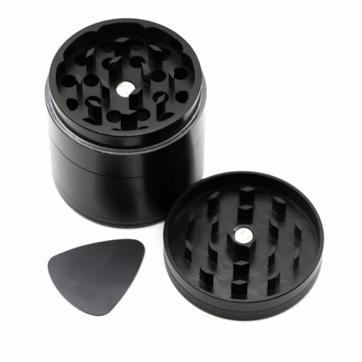 Shop Four-Part Aluminium Grinder with Removable Screen - Black (50mm) in australian