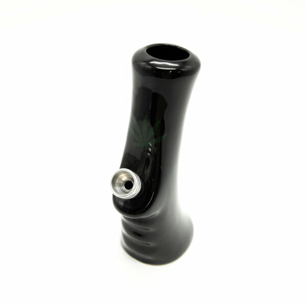 Shop Small Gripper Ceramic Bong - Black (Green Leaf) in australian