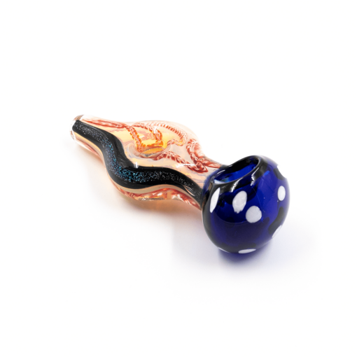 Shop PIPE - GLASS DRY DOUGHNUT SPLIT NECK VARIOUS BODY COLOURS BLUE HEAD WHITE DOTS in australian