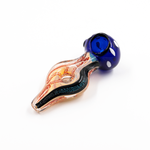 Shop PIPE - GLASS DRY DOUGHNUT SPLIT NECK VARIOUS BODY COLOURS BLUE HEAD WHITE DOTS in australian
