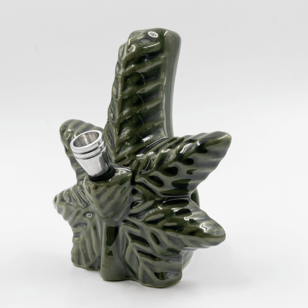 Shop Textured Leaf Ceramic Bong - Green in australian