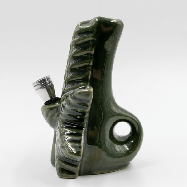 Shop Textured Leaf Ceramic Bong - Green in australian