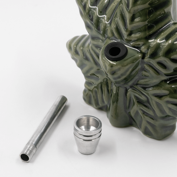 Shop Textured Leaf Ceramic Bong - Green in australian