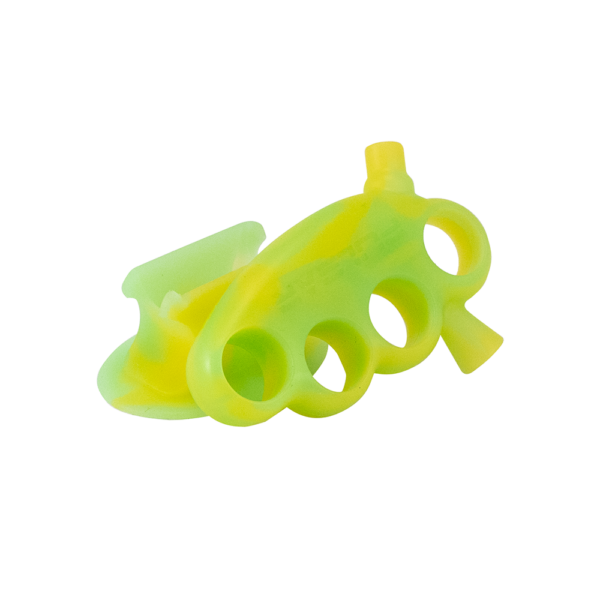 Shop BUBBLER - PULSAR SILICONE KNUCKLE BUBBLER W/ STAND GREEN/YELLOW in australian