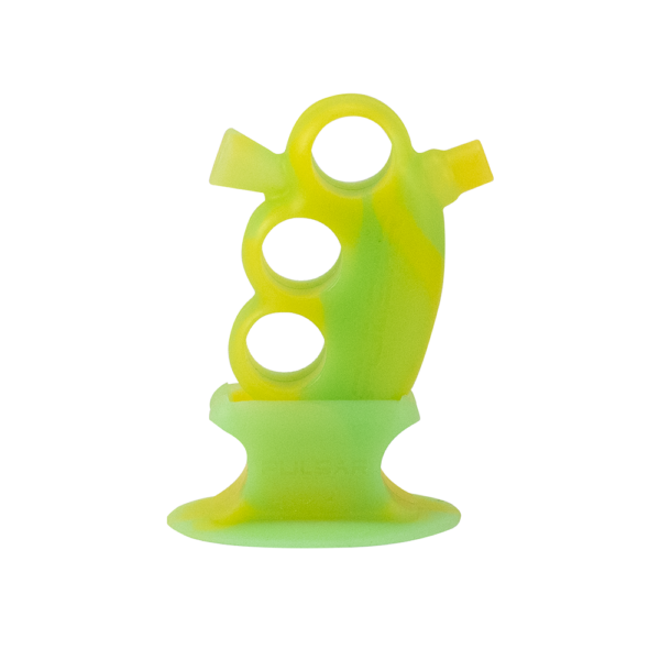 Shop BUBBLER - PULSAR SILICONE KNUCKLE BUBBLER W/ STAND GREEN/YELLOW in australian