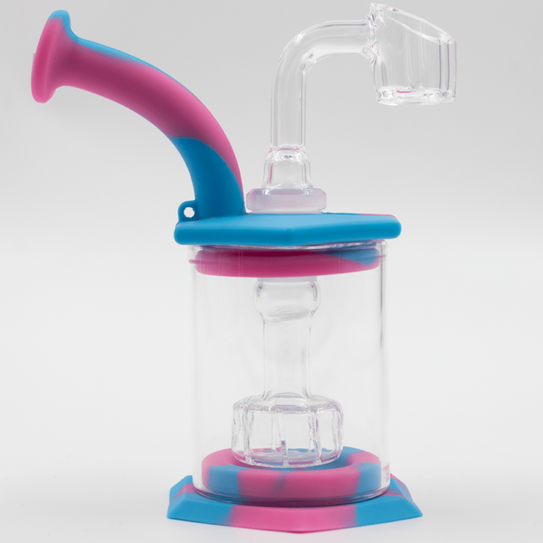 Shop Mini Carousel Hexagon Silicone/Glass Bong - Blue & Pink in australian