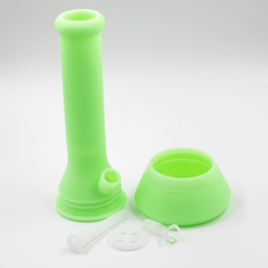 Shop Tall Beaker Glow Silicone Bong - Green in australian