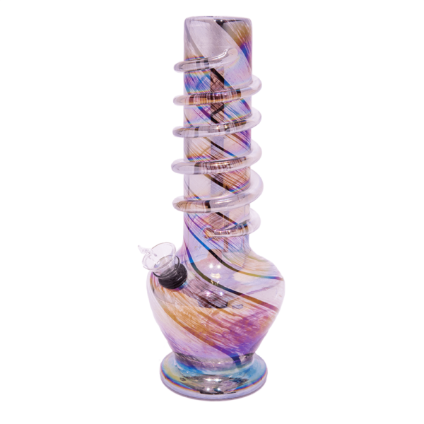 Shop GLASS BONG- LUNAR TWIST 26.5cm METALIC BLUE/WHITE S/GLASS in australian