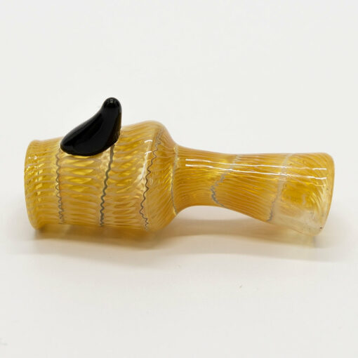 Shop GLASS PIPE- MUSHROOM CUP CLEAR BROWN/WHITE STRIPES #33 in australian