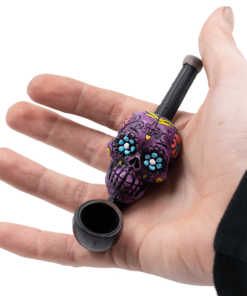 Shop PIPE - SUGAR SKULL LILAC HAND CRAFTED 12cm in australian