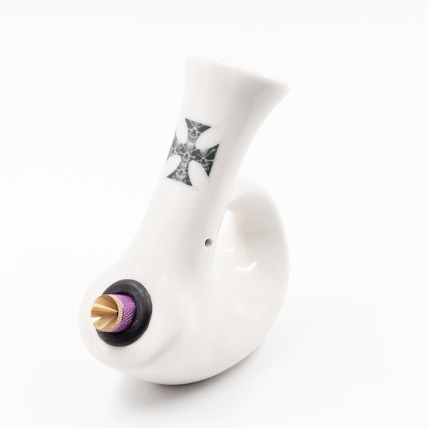 Shop Walking Man Ceramic Bong - White (Skull Cross) in australian