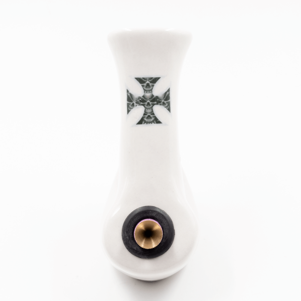 Shop Walking Man Ceramic Bong - White (Skull Cross) in australian