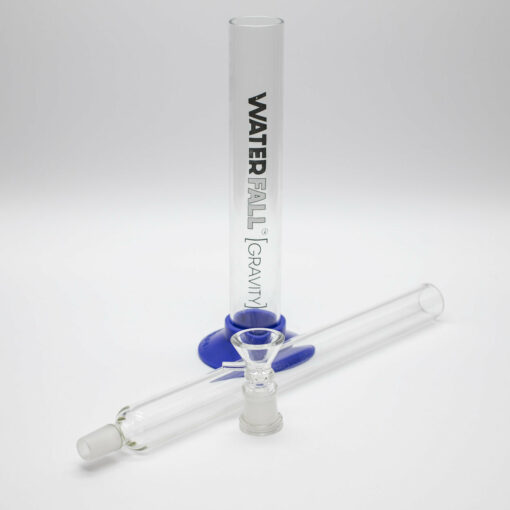 Shop WATERFALL GRAVITY GLASS PIPE 37CM BLUE BASE in australian