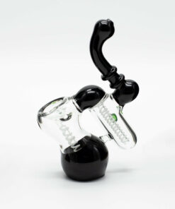 Shop Glass Bubbler - Black with Green Dots in australian