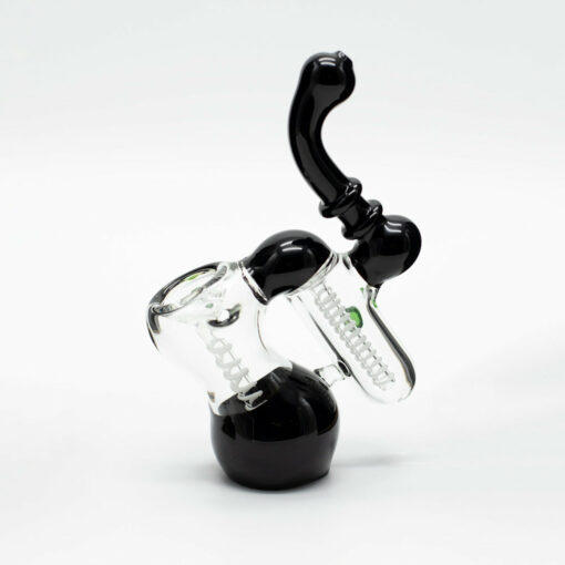 Shop Glass Bubbler - Black with Green Dots in australian