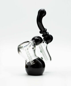 Shop Glass Bubbler - Black with Green Dots in australian