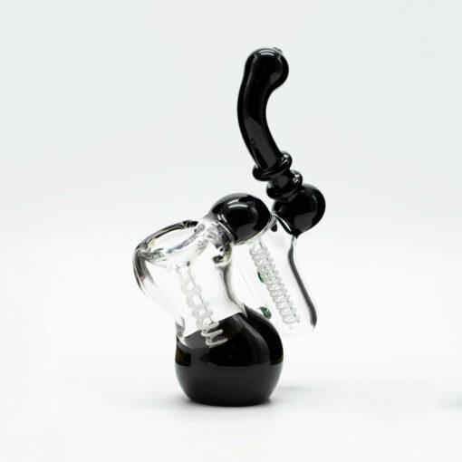 Shop Glass Bubbler - Black with Green Dots in australian