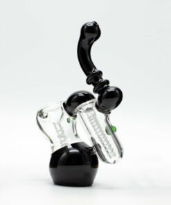 Shop Glass Bubbler - Black with Green Dots in australian