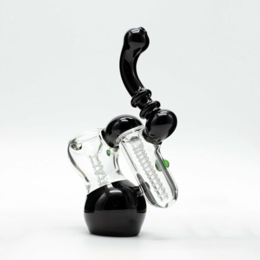 Shop Glass Bubbler - Black with Green Dots in australian