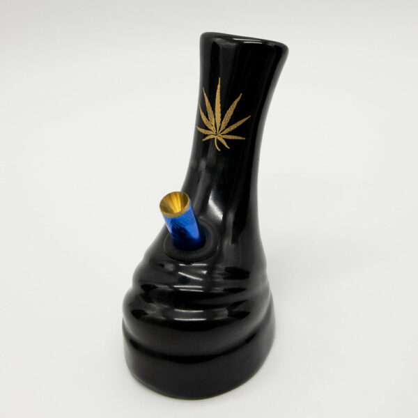 Shop Molten Ceramic Bong - Black (Gold Leaf) in australian