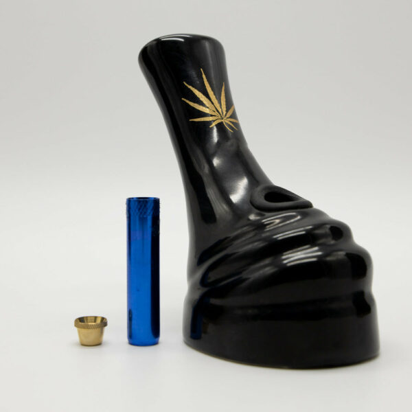 Shop Molten Ceramic Bong - Black (Gold Leaf) in australian