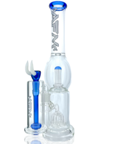 Shop 16" AFM Glass Quad Shower-head Perc Ink Blue Glass Beaker Bong Bundle in australian