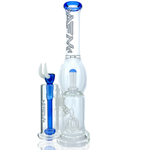 Shop 16" AFM Glass Quad Shower-head Perc Ink Blue Glass Beaker Bong Bundle in australian