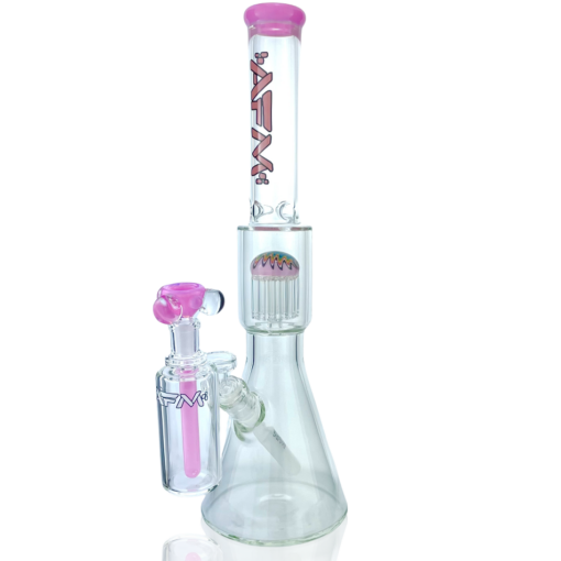 Shop 18" AFM Reversal Pink Glass Beaker Bong Bundle in australian