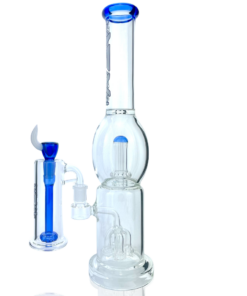 Shop 16" AFM Glass Quad Shower-head Perc Ink Blue Glass Beaker Bong Bundle in australian