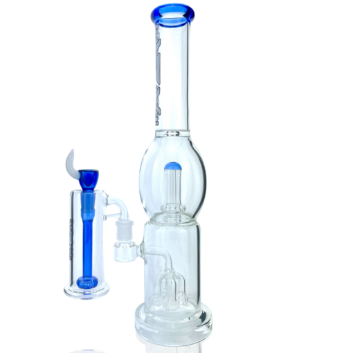 Shop 16" AFM Glass Quad Shower-head Perc Ink Blue Glass Beaker Bong Bundle in australian