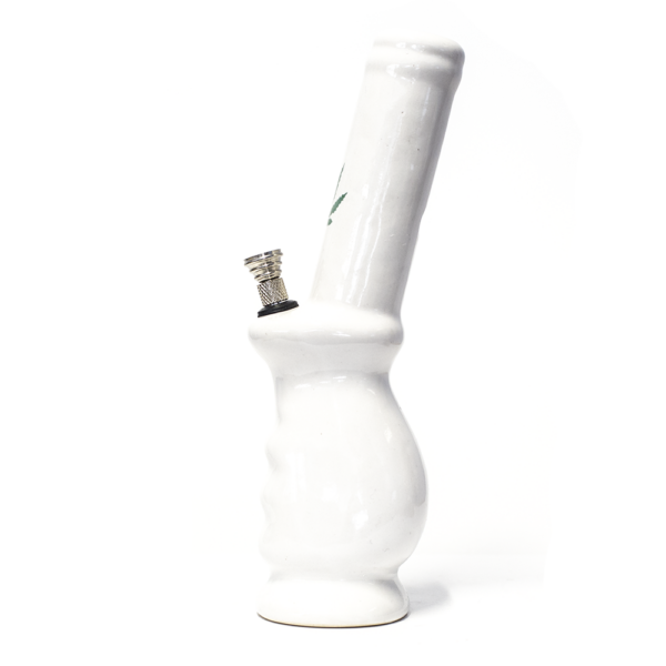 Shop Gripper Ceramic Bong - White (Green Leaf) in australian