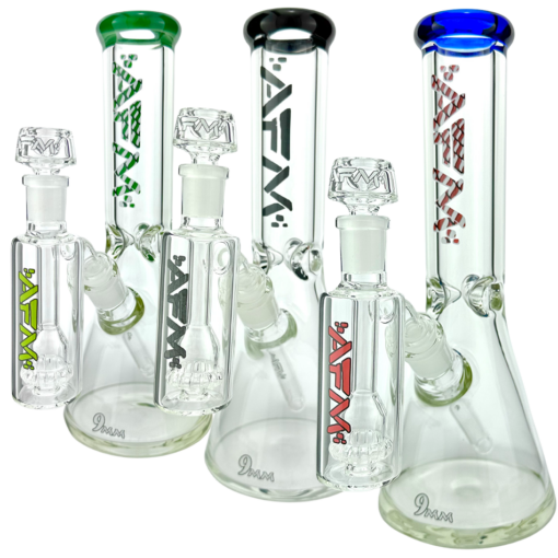 Shop 12" AFM Glass Candy Cane 9mm Glass Beaker Bong Set in australian