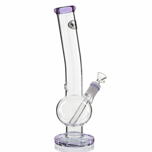 Shop Shotties 33cm Glass Bent Bubble Bong - Clear/Purple in australian