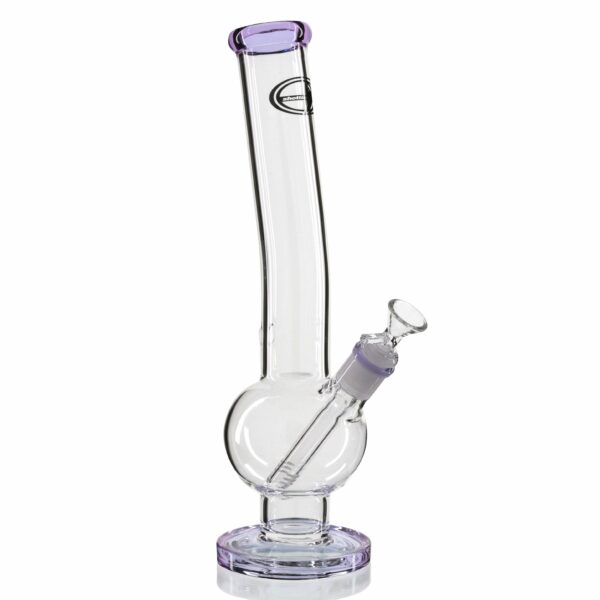 Shop Shotties 33cm Glass Bent Bubble Bong - Clear/Purple in australian
