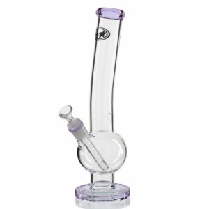 Shop Shotties 33cm Glass Bent Bubble Bong - Clear/Purple in australian