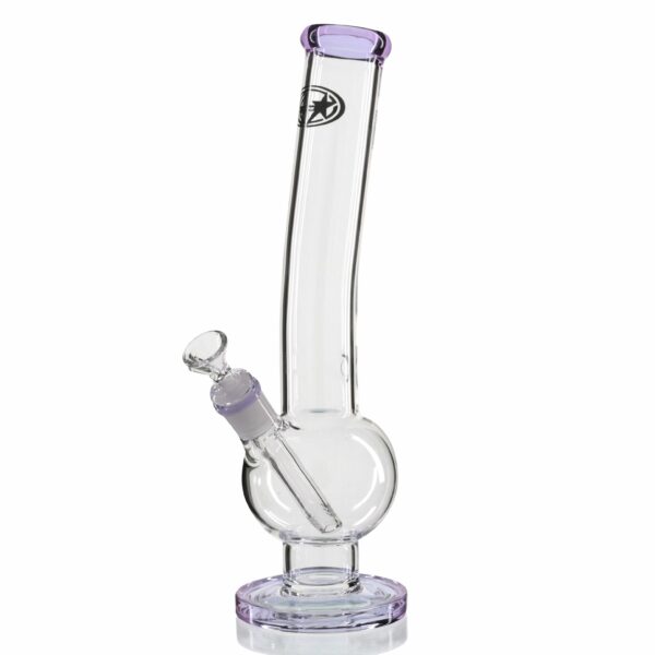 Shop Shotties 33cm Glass Bent Bubble Bong - Clear/Purple in australian