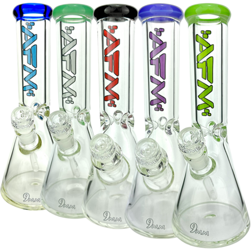 Shop 12" AFM Glass Heavy Boi Colored Lip Glass 9mm Beaker Bong in australian