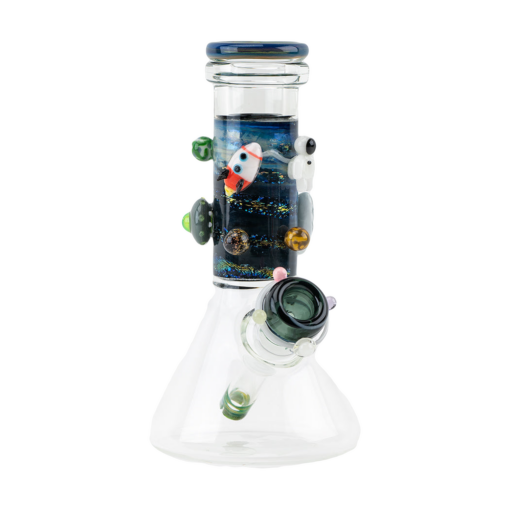 Shop Empire Glassworks 8" UV Reactive Galactic Baby Beaker Bong with Glow Accents in australian