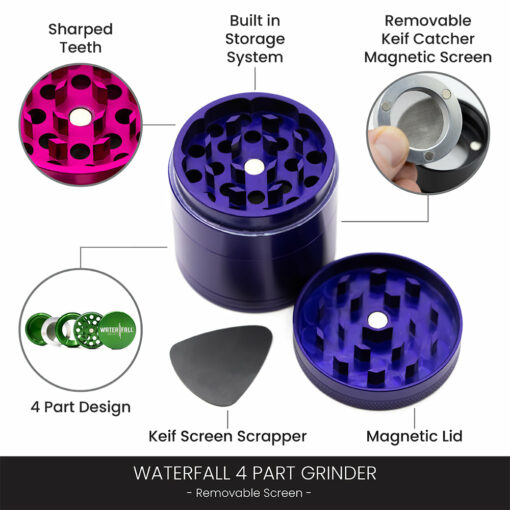 Shop Four-Part Aluminium Grinder with Removable Screen - Black (50mm) in australian