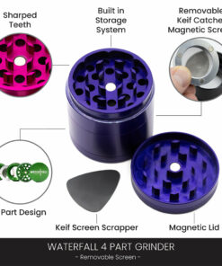 Shop Four-Part Aluminium Grinder with Removable Screen - Purple (50mm) in australian